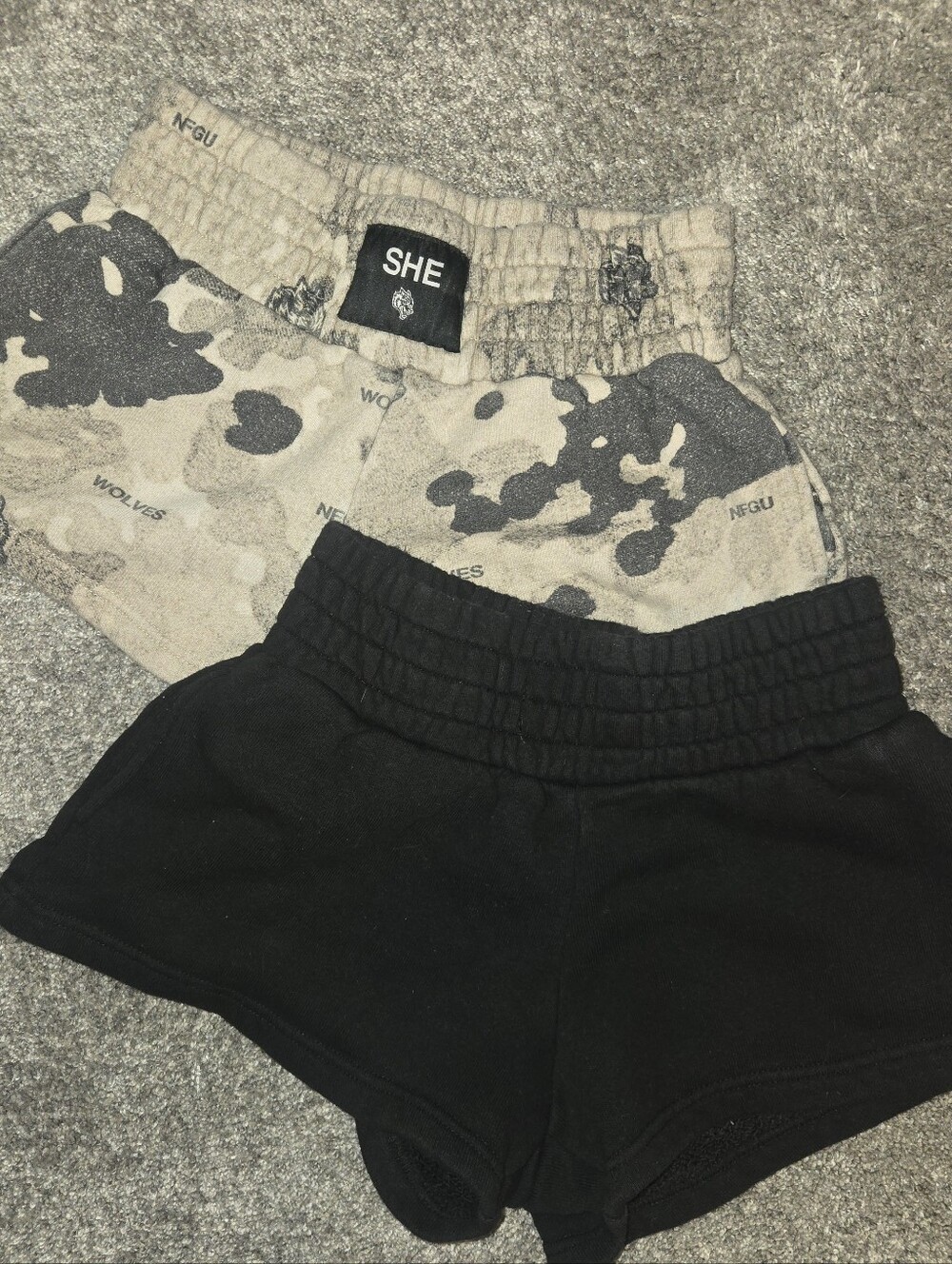 Darc Sport Women’s Two-Pack Shorts — Black and Beige Camo